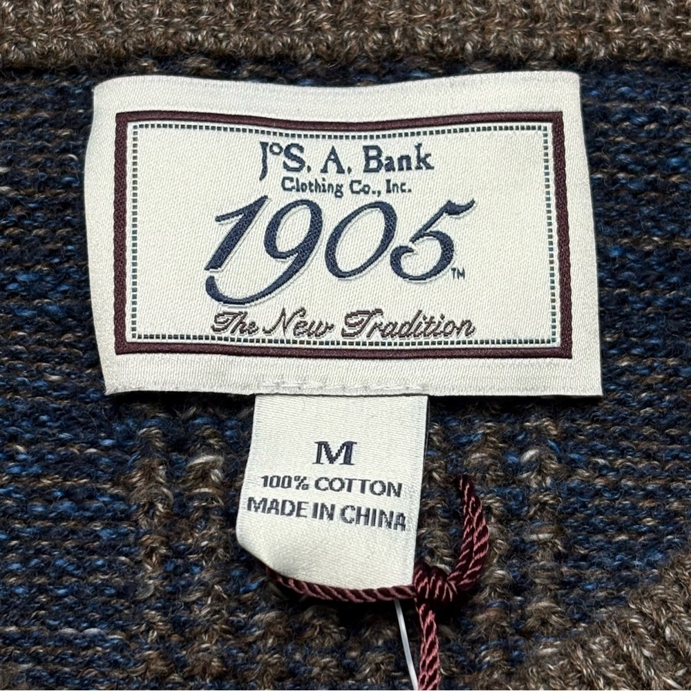 NWT Jos A Bank 1905 Textured Crewneck Pullover Sweater • Size M • 100% Cotton - Picture 6 of 8